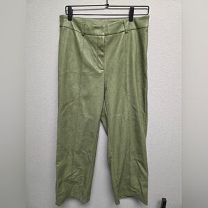 NWT 7 For All Man Kind Green Faux Leather Cropped‎ Pants Size Large